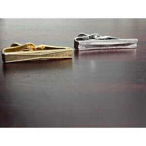VTG Swank Tie Clips Lot of 2 Gold and Silver Tone